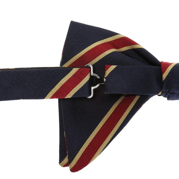 Gucci Red and Gold Striped Pencil Bow Tie in Navy - Picture 3 of 5